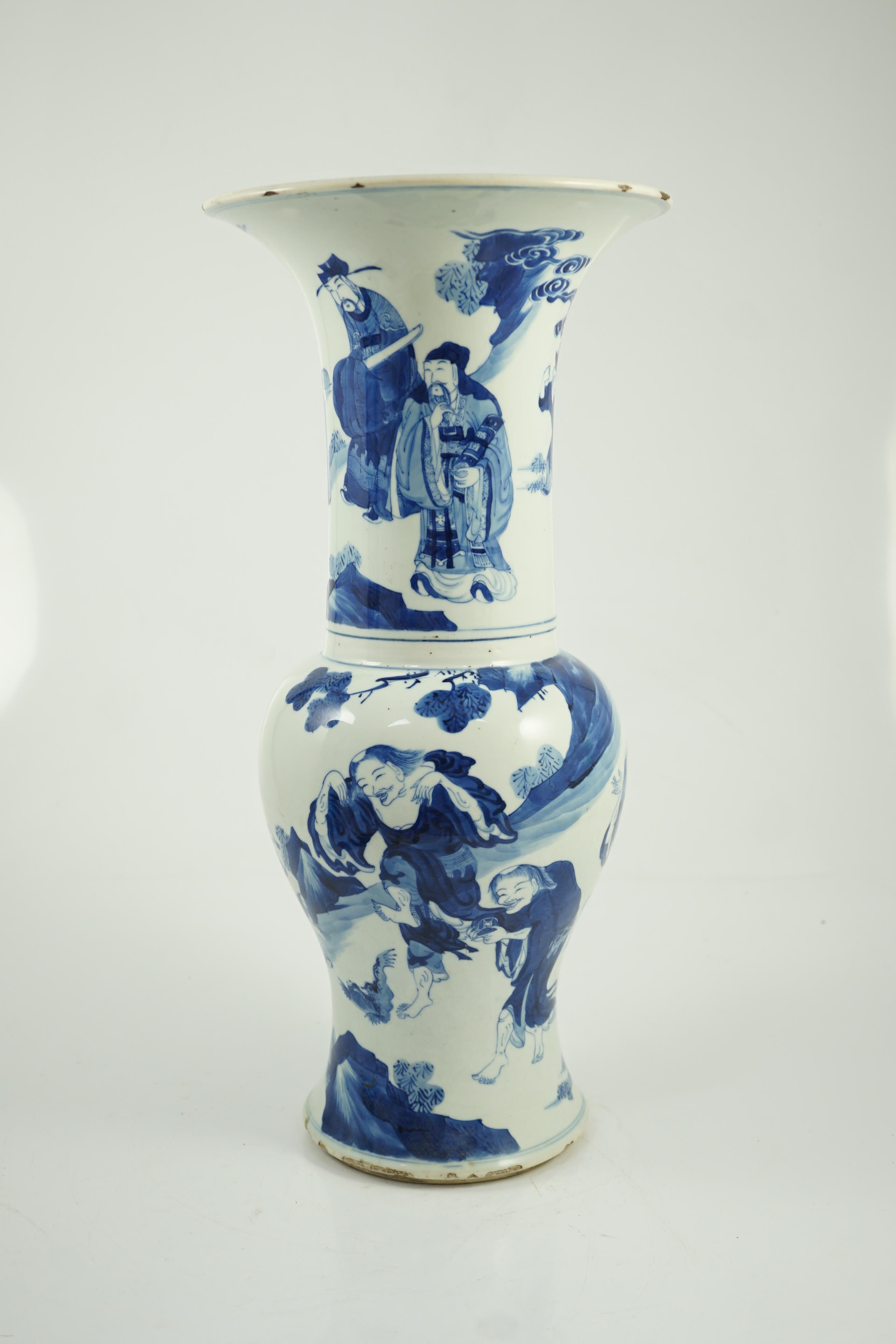 A Chinese blue and white ‘Daoist immortals’ yen-yen vase, Kangxi period